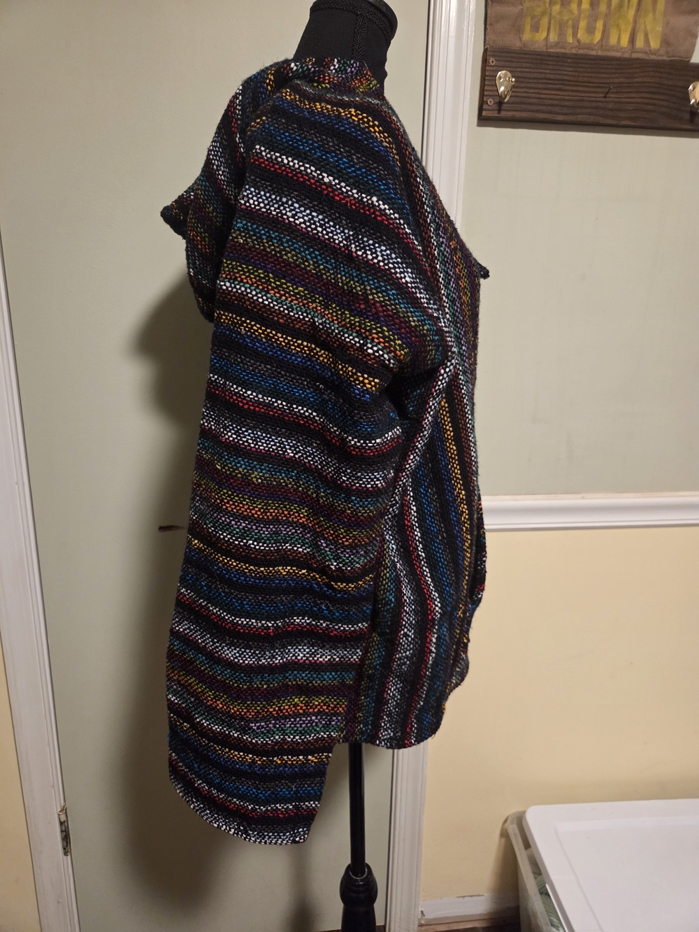 Multicolor Striped Hooded Baja-Style Teddy Jacket - Picture 3 of 5